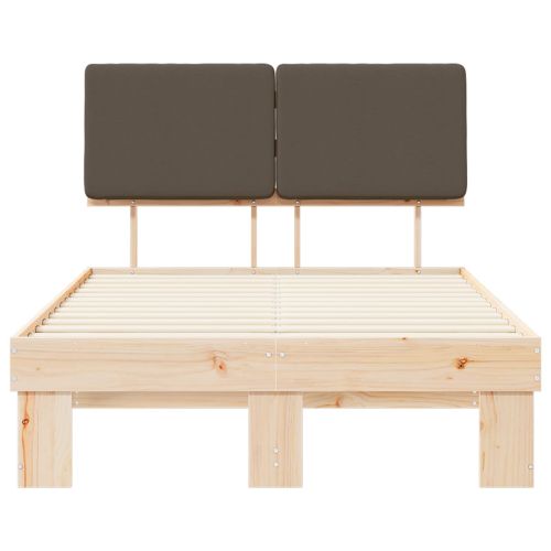 Леглова рамка с тапицирана гръбна част Таупе 120 x 200 cm