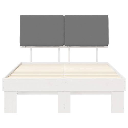 Леглова рамка с тапицирана гръбна част Светлосиво 120 x 200 cm