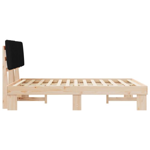 Леглова рамка с тапицирана гръбна част Черно 140 x 190 cm