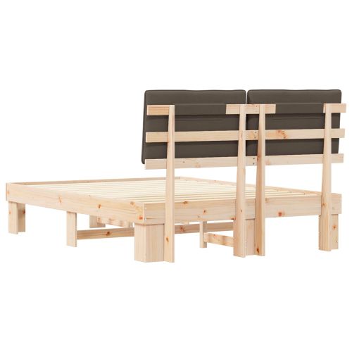 Леглова рамка с тапицирана гръбна част Таупе 140 x 190 cm