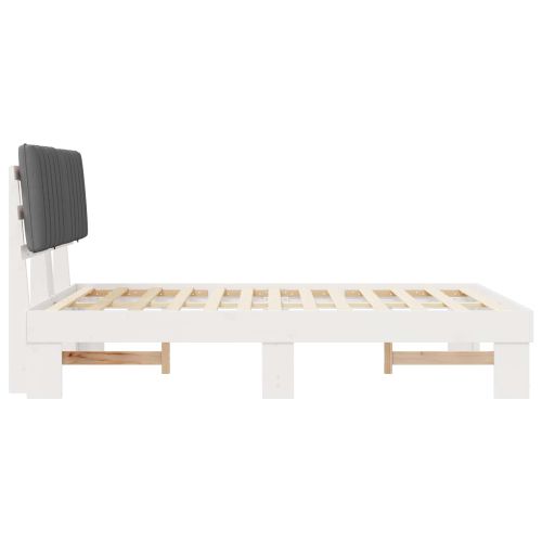 Леглова рамка с тапицирана гръбна част Светлосиво 140 x 190 cm