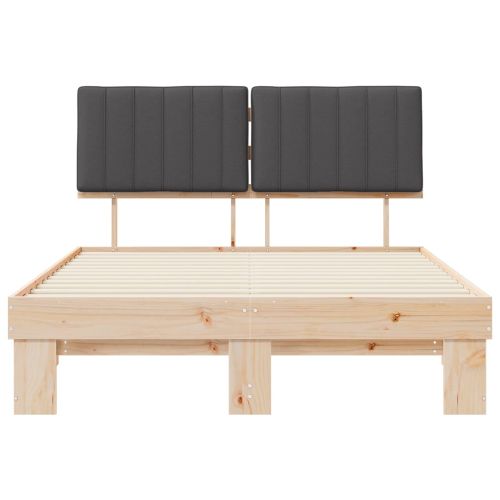 Леглова рамка с тапицирана гръбна част Тъмен сив 135 x 190 cm