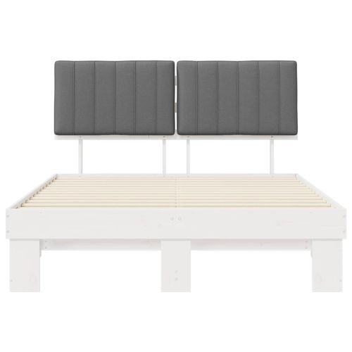 Леглова рамка с тапицирана гръбна част Светлосиво 135 x 190 cm