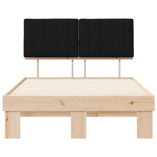 Леглова рамка с тапицирана гръбна част Черно 120 x 190 cm