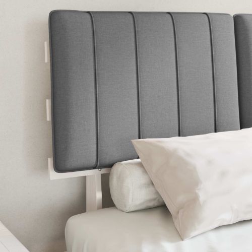 Леглова рамка с тапицирана гръбна част Светлосиво 120 x 190 cm