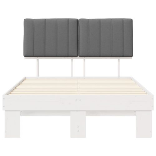 Леглова рамка с тапицирана гръбна част Светлосиво 120 x 190 cm