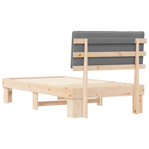 Леглова рамка с тапицирана гръбна част Светлосиво 100 x 200 cm