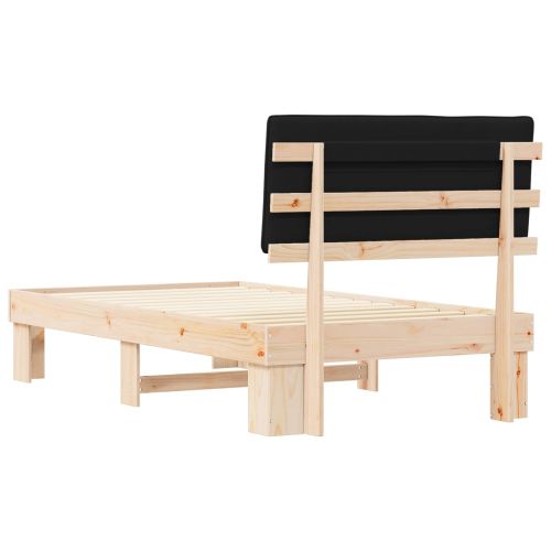 Леглова рамка с тапицирана гръбна част Черно 100 x 200 cm