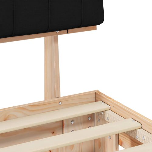 Леглова рамка с тапицирана гръбна част Черно 100 x 200 cm