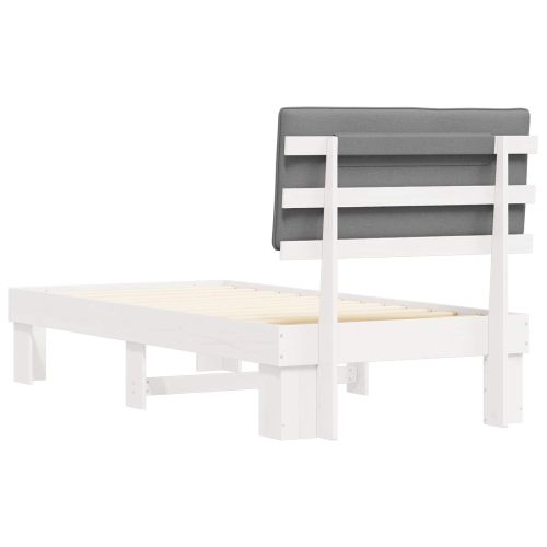 Леглова рамка с тапицирана гръбна част Светлосиво 90 x 200 cm