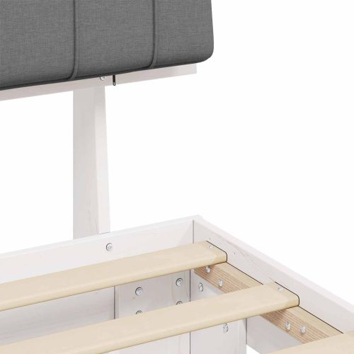 Леглова рамка с тапицирана гръбна част Светлосиво 90 x 200 cm