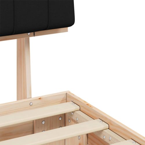 Леглова рамка с тапицирана гръбна част Черно 80 x 200 cm