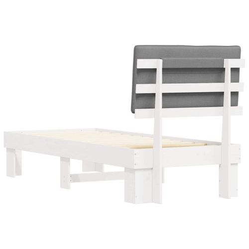 Леглова рамка с тапицирана гръбна част Светлосиво 80 x 200 cm