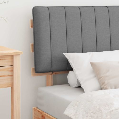 Леглова рамка с тапицирана гръбна част Светлосиво 90 x 190 cm