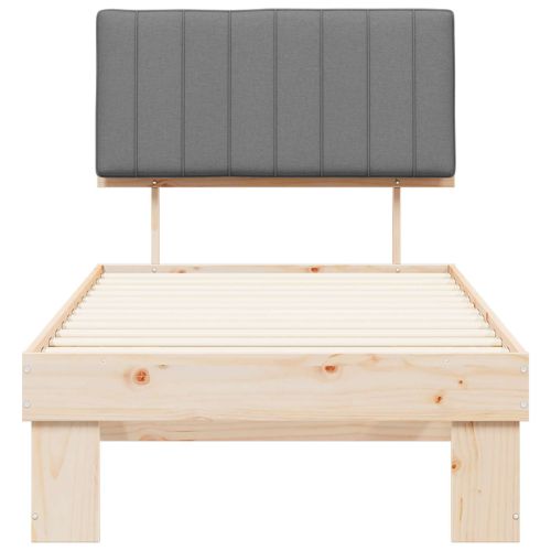 Леглова рамка с тапицирана гръбна част Светлосиво 90 x 190 cm