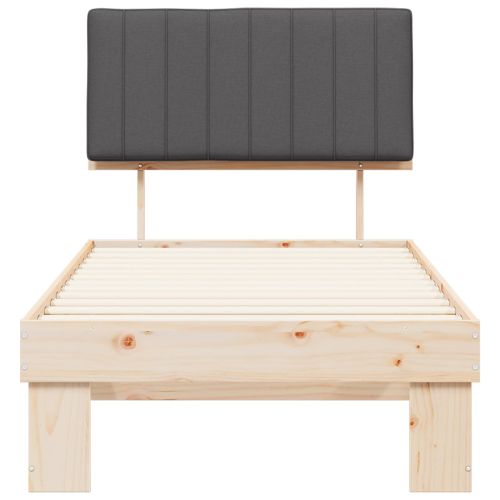 Леглова рамка с тапицирана гръбна част Тъмен сив 90 x 190 cm