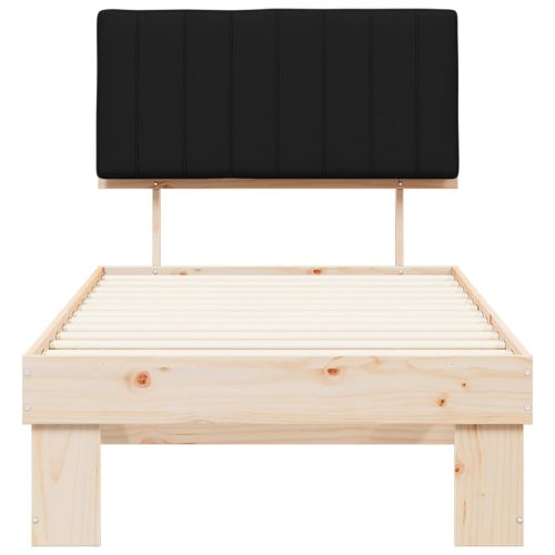 Леглова рамка с тапицирана гръбна част Черно 90 x 190 cm