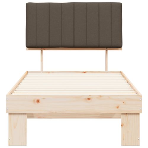 Леглова рамка с тапицирана гръбна част Таупе 90 x 190 cm