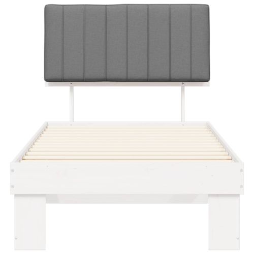 Леглова рамка с тапицирана гръбна част Светлосиво 90 x 190 cm