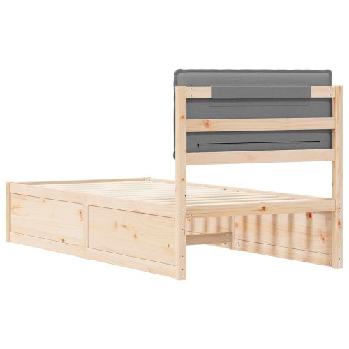 Леглова рамка с тапицирана гръбна част Светлосиво 100 x 200 cm