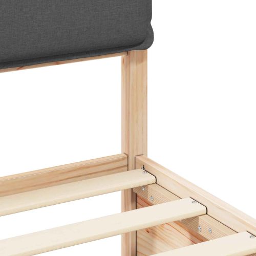 Леглова рамка с тапицирана гръбна част Тъмен сив 75 x 190 cm