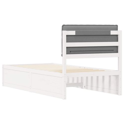 Леглова рамка с тапицирана гръбна част Светлосиво 75 x 190 cm