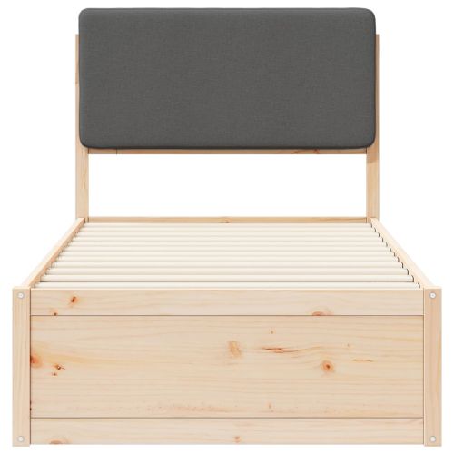 Леглова рамка с тапицирана гръбна част Тъмен сив 100 x 200 cm