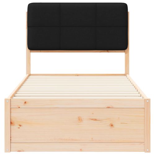 Леглова рамка с тапицирана гръбна част Черно 80 x 200 cm