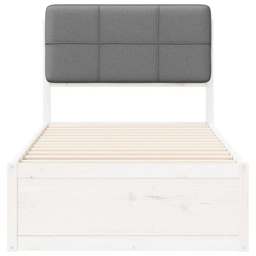 Леглова рамка с тапицирана гръбна част Светлосиво 90 x 190 cm