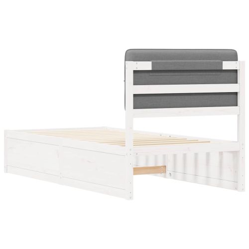 Леглова рамка с тапицирана гръбна част Светлосиво 90 x 190 cm