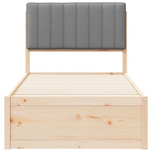 Леглова рамка с тапицирана гръбна част Светлосиво 90 x 200 cm