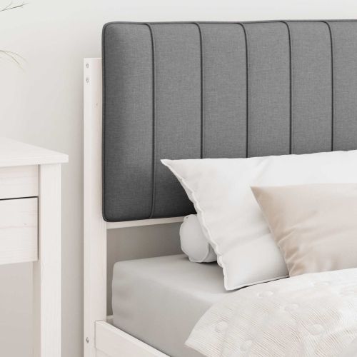 Леглова рамка с тапицирана гръбна част Светлосиво 90 x 200 cm