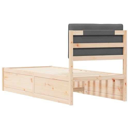 Леглова рамка с тапицирана гръбна част Тъмен сив 80 x 200 cm