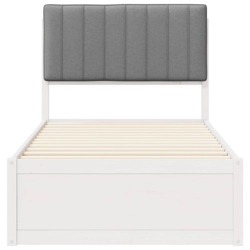 Леглова рамка с тапицирана гръбна част Светлосиво 90 x 190 cm