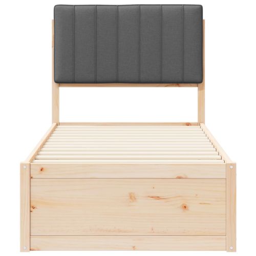 Леглова рамка с тапицирана гръбна част Тъмен сив 75 x 190 cm