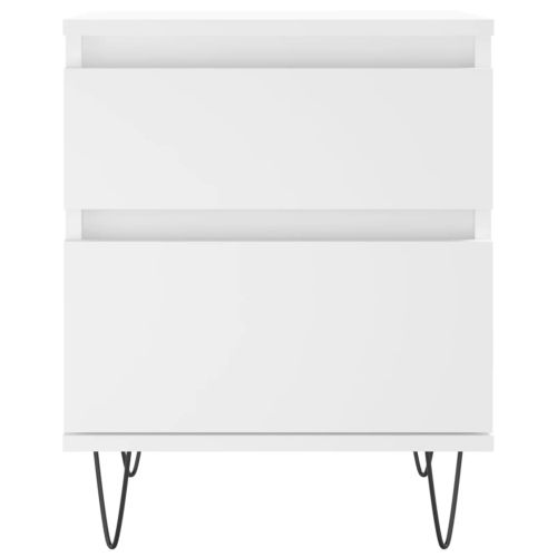 Нощни шкафчета, 2 бр, бели, 40x35x50 см, инженерно дърво