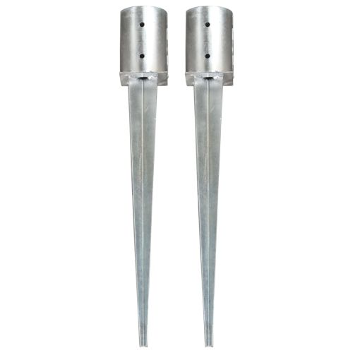 Заземителни колове 2 бр сребристи 10x76 см поцинкована стомана