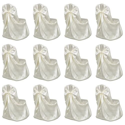 Сватбени калъфи за столове, 12 бр, кремави