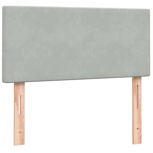 Боксспринг легло с матрак, светлосиво, 80x210 см, кадифе