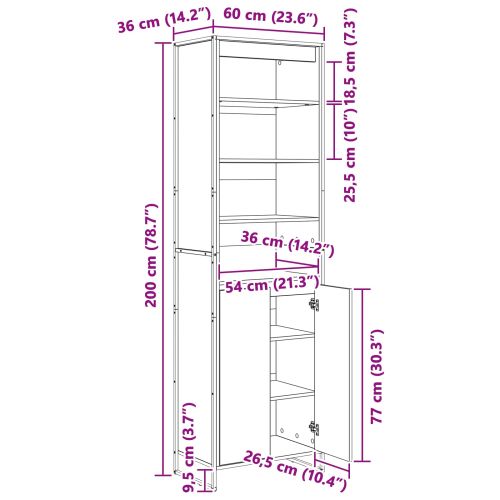 Високи шкафове 2 pcs Черния дъб 60 x 36 x 200 см