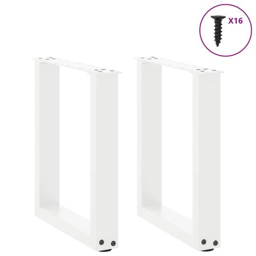 Крака за масичка за кафе, U-образни, 2 бр., бели, 28 x (42-43) см, стомана