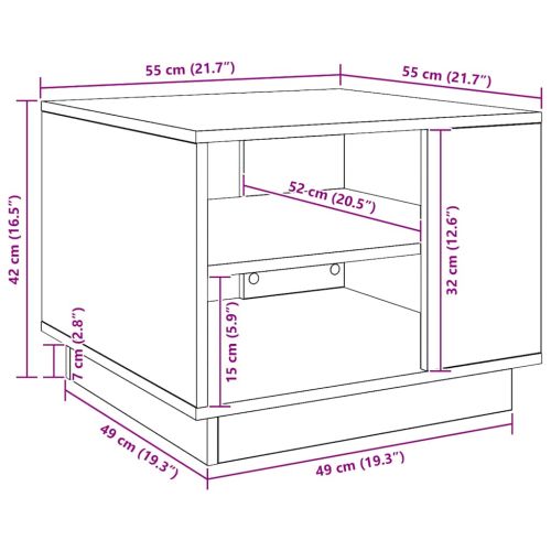 Кафе маса, дъб артизан, 55x55x42 см, инженерно дърво