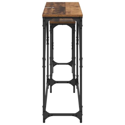 Конзолна маса 2 pcs Старо дърво 100 x 28 x 75 см
