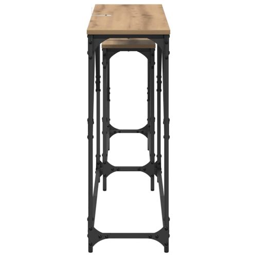 Конзолна маса 2 pcs Дъб 100 x 28 x 75 см Инженерно дърво