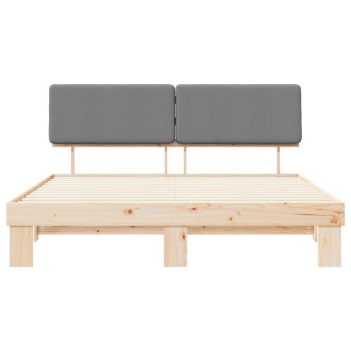 Леглова рамка с тапицирана гръбна част Светлосиво 200 x 200 cm