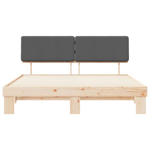 Леглова рамка с тапицирана гръбна част Тъмен сив 200 x 200 cm