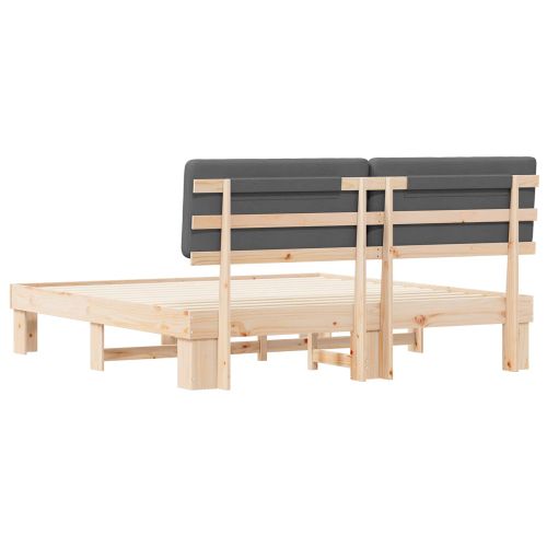 Леглова рамка с тапицирана гръбна част Тъмен сив 200 x 200 cm