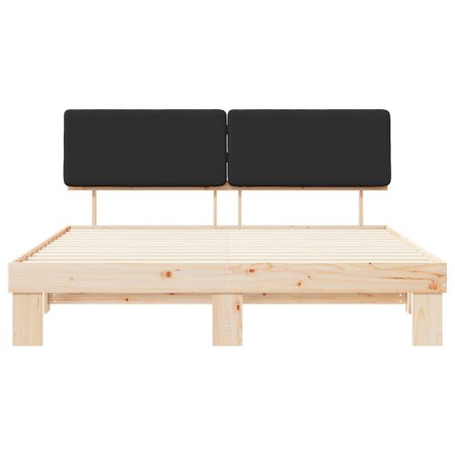 Леглова рамка с тапицирана гръбна част Черно 200 x 200 cm