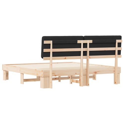 Леглова рамка с тапицирана гръбна част Черно 200 x 200 cm