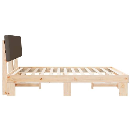 Леглова рамка с тапицирана гръбна част Таупе 200 x 200 cm